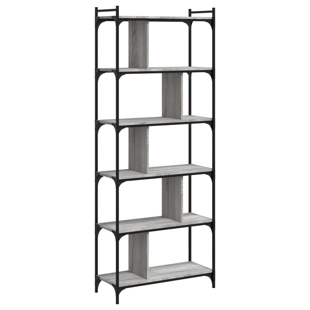 Libreria-Scaffale per Libri-Mobile di Stoccaggio Grigio Sonoma 6 Ripiani 76x32x192 cm Legno Multistrato