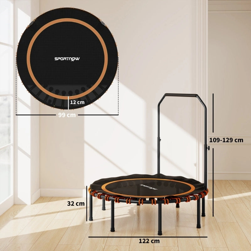Trampolino fitness Ø122 cm con maniglione regolabile a 5 livelli, pieghevole, senza materasso, nero