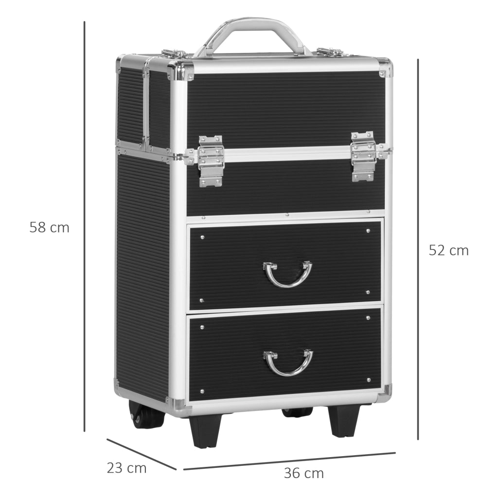 Trolley Porta Trucchi Professionale con Ruote ¨C Xylo ¨C Nero 36x23x52cm