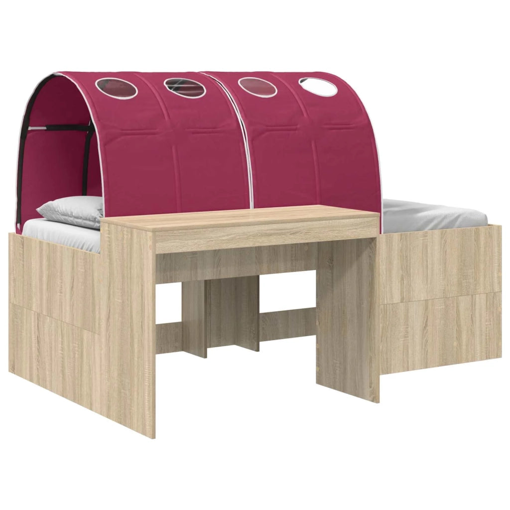 Letto con Tunnel 3 pz Rovere Sonoma e Rosso 3423675