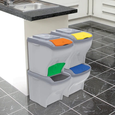 SET PATTUMIERA PER LA RACCOLTA DIFFERENZIATA 'POKER' Conf. 4 pezzi - cm 28x40x31h - BAMA