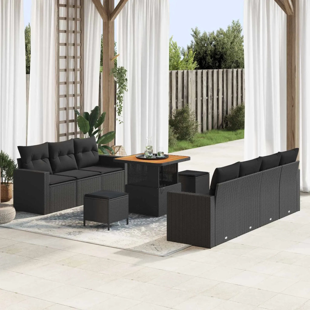 Set Divano da Giardino 10 pcs Nero polyrattan 3361574