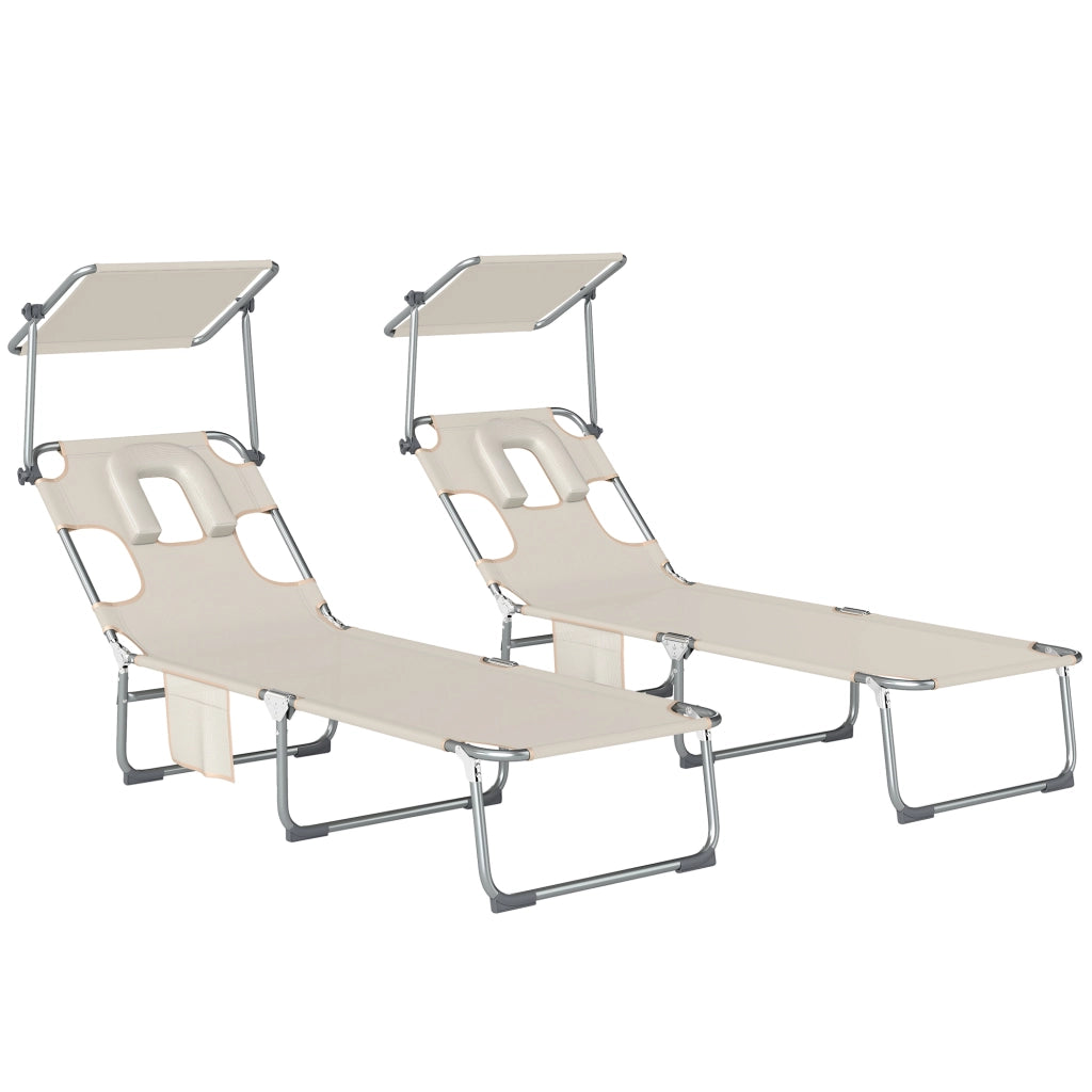 Poltrone Reclinabili Pieghevoli con Cuscini ¨C Minimal ¨C Tessuto Beige