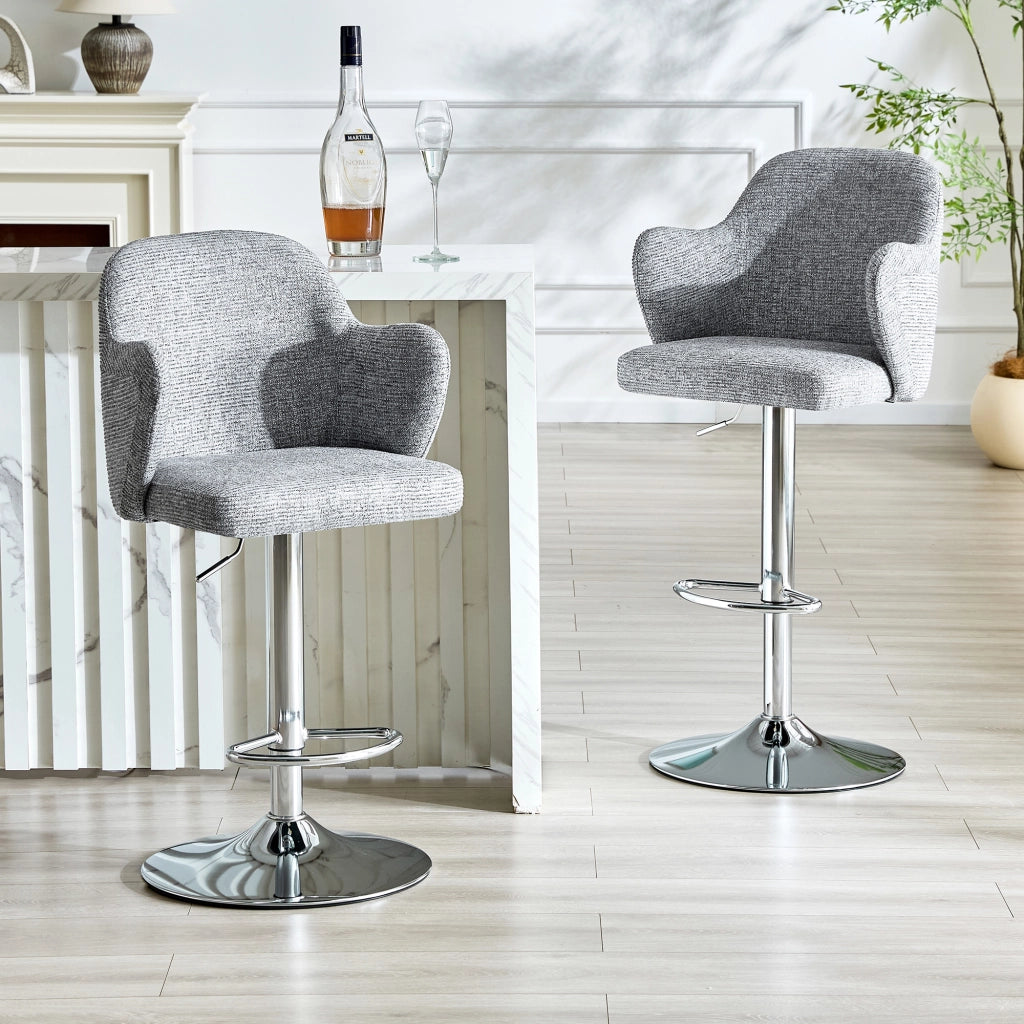 SGABELLO DA BAR Girevole e regolabile Set da 2 pezzi Grigio 88x49x54,5 cm