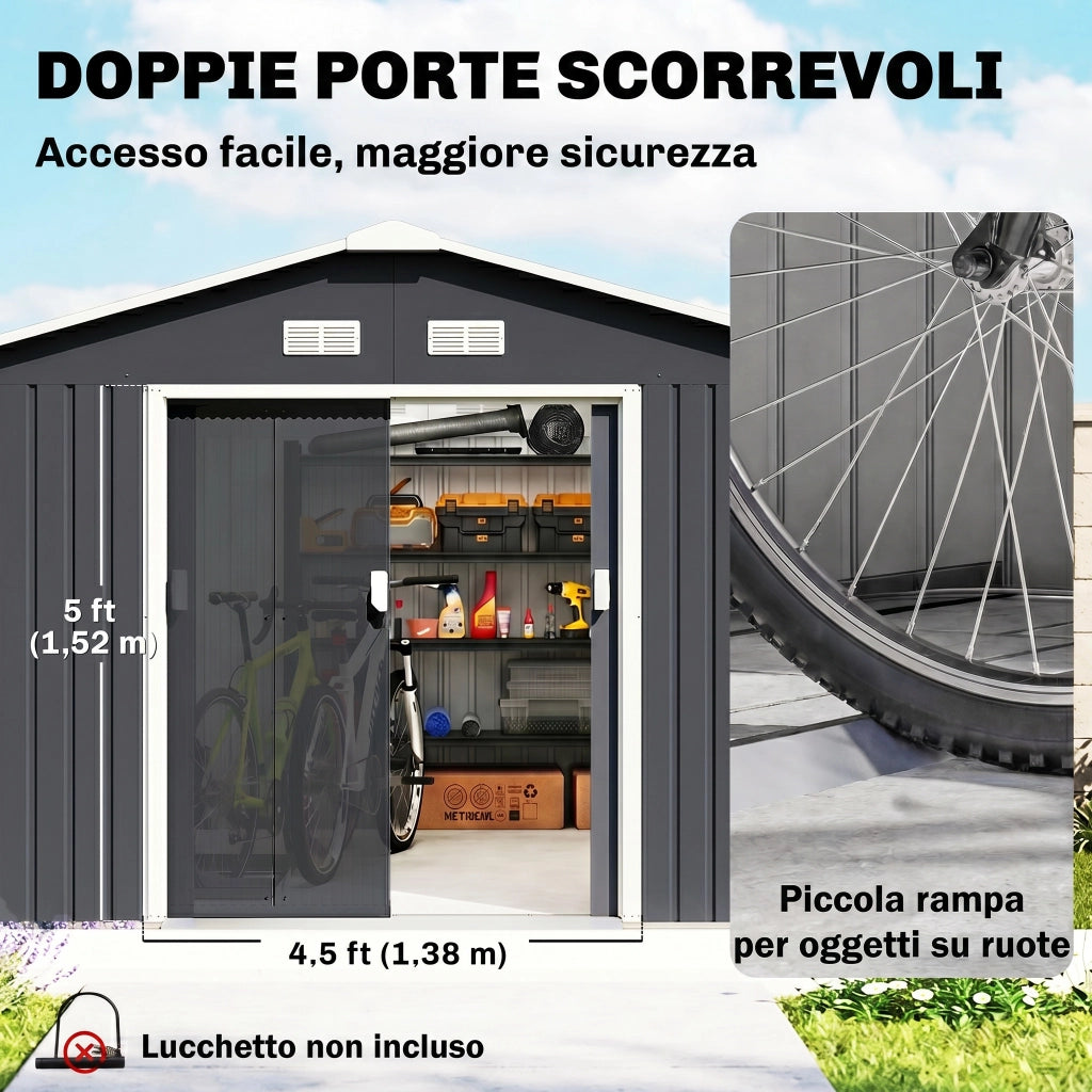 Capanno da Giardino ¨C Zephmum ¨C Grigio Acciaio Zincato 12.4m2