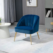 Sedile accentrante - Design retro - Tela di velluto - Blu - Oro