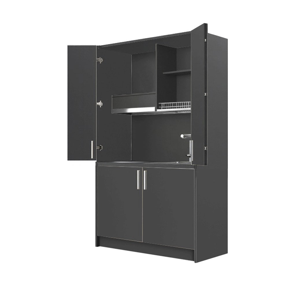 Cucina salvaspazio a scomparsa Fold Evolution colore antracite e elettrodomestici inclusi 125x62x208H