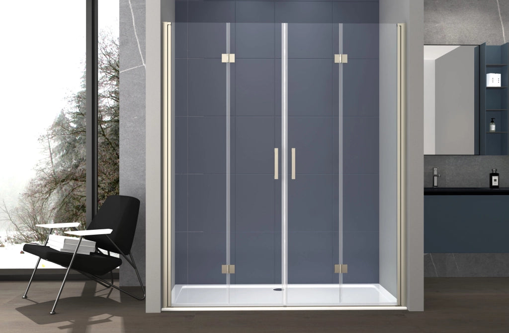 Box doccia nicchia 200 cm porta DUE BATTENTI SOFFIETTO H200 cm cristallo 6mm profilo SATINATO DINO