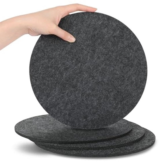 4 pezzi di grande protezione per piatti, bicchieri, vasi e piatti - protezione per tavolo protezione per piatti con cuscino di velluto robusto (rond Ø 25cm/ antracite) – Qualità Premium | Design Sostenibile | Adatto per l'uso quotidiano