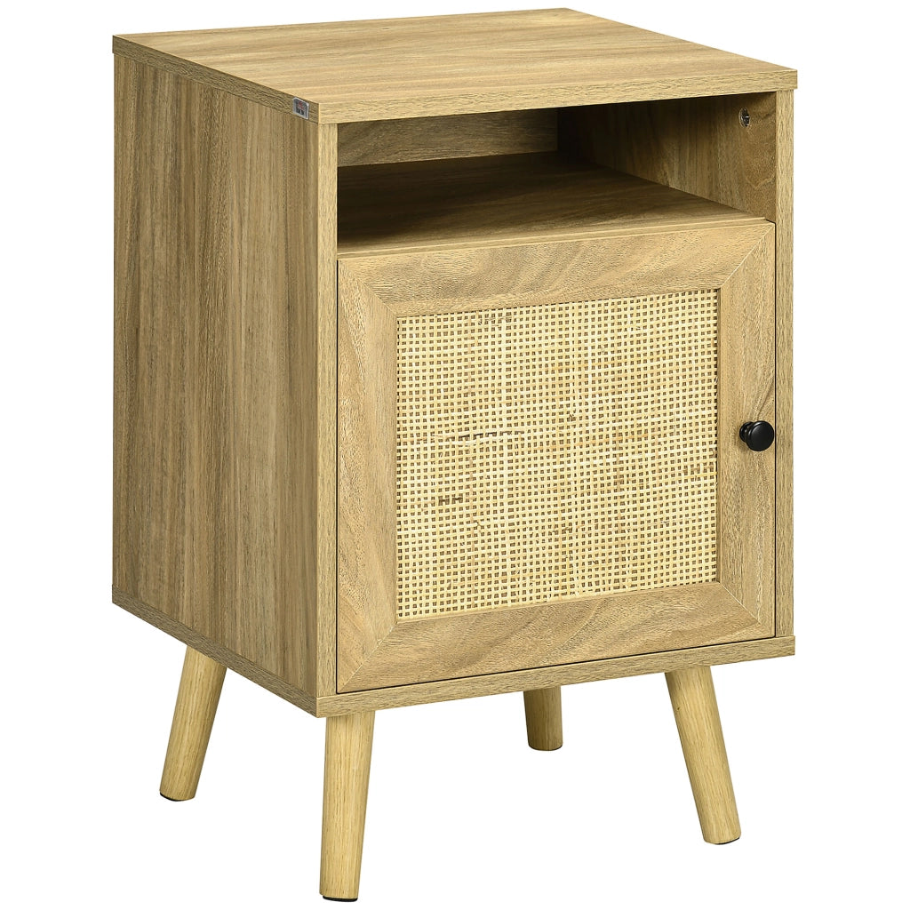 Comodino con Porta a Griglia ¨C Minimal ¨C Legno Naturale 39x35x60 cm