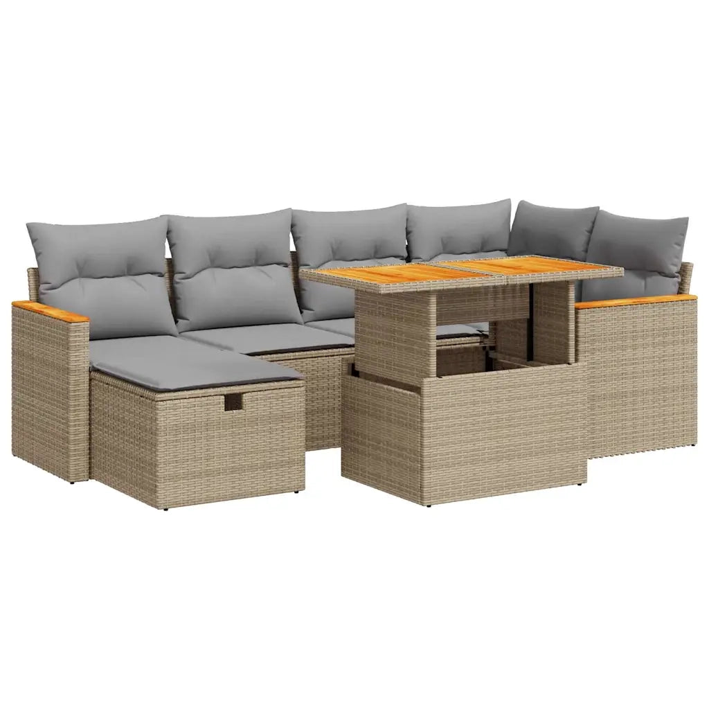Set Divano da Giardino 8 pz con Cuscini Beige in Polyrattan 3328116