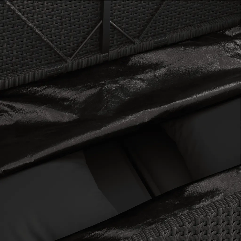Panca da Giardino con Cuscini Nera in Polyrattan 365771