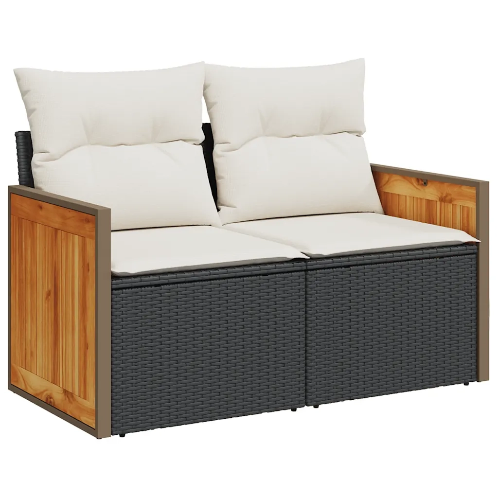 Set Divani da Giardino con Cuscini 7pz Nero Polyrattan 3326032