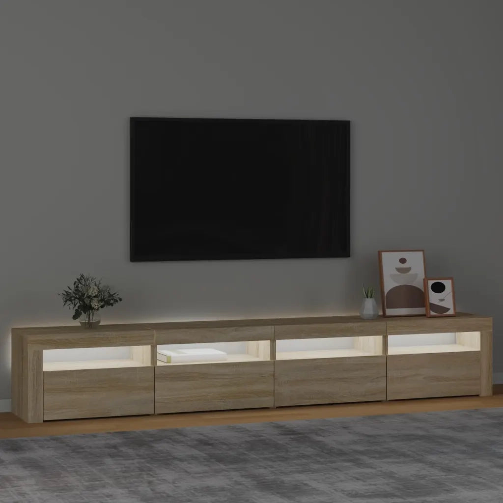 Mobile Porta TV con Luci LED Rovere Sonoma 240x35x40 cm 3152764