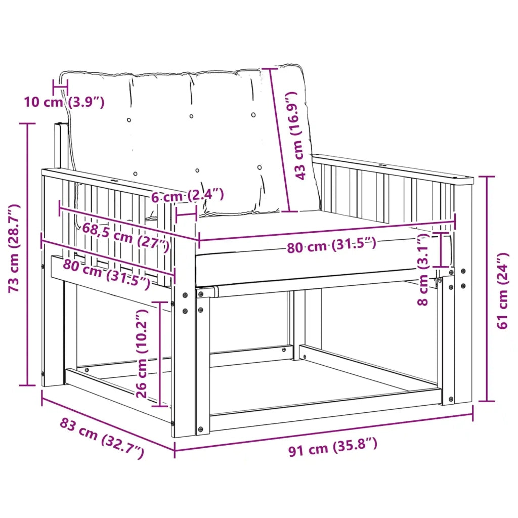 Set di divani da esterno Legno di Acacia Massello e Textilene 3439063