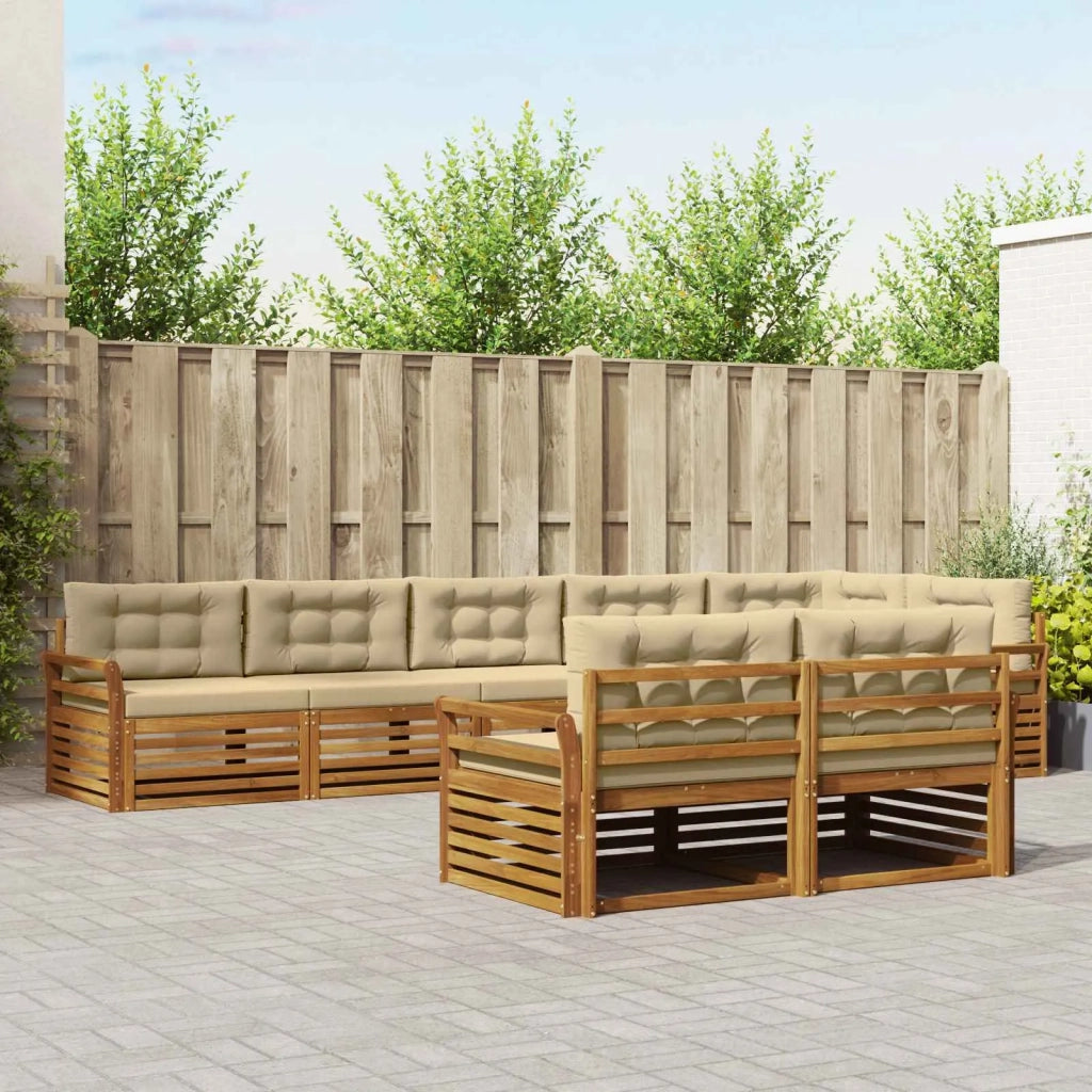Set di divani da esterno con cuscino 8 pcs Naturale e Beige 3373663