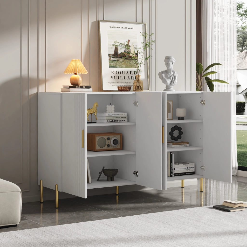 Credenza e buffet 4 ante 2 spazi contenitivi con ripiani regolabili per soggiorno e sala da pranzo 160 × 35 × 100 cm