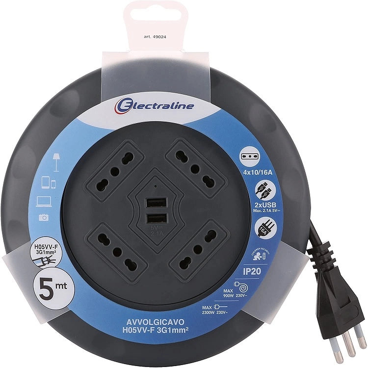AVVOLGICAVO DOMESTICO UFO 5M 3GX1MM 4 PRESE