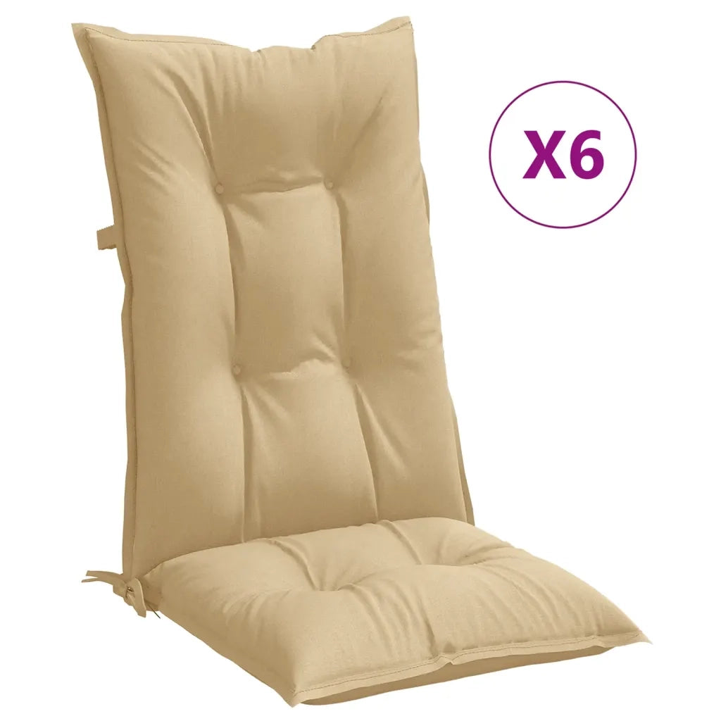 Cuscini Sedia Schiena Alta 6 Beige Mélange 120x50x7 Tessuto 4002357