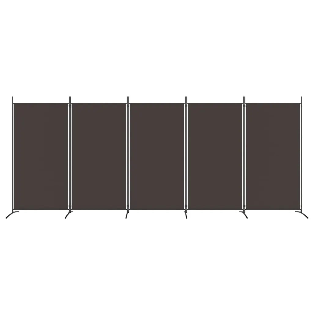 Divisorio a 5 Pannelli Marrone 433x180 cm in Tessuto 350267