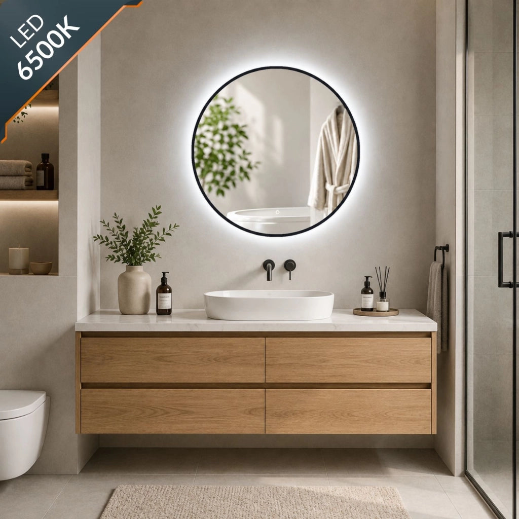 Specchio tondo retroilluminato led con interruttore touch *** misura Ø50, tonalità standard 6000-6500k, confezione 1