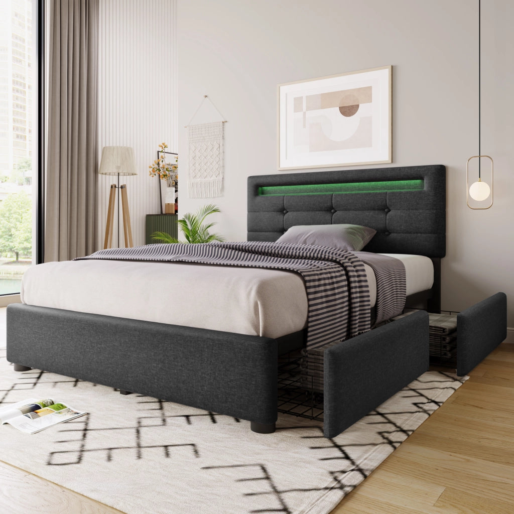letto imbottito lino grigio 90x200 cm