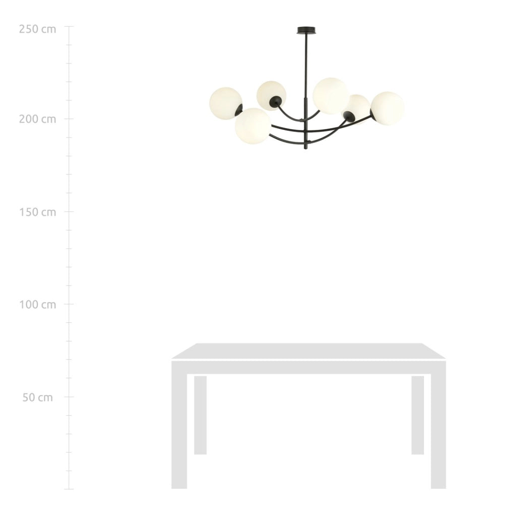 Lampadario Emibig Hunter 6 nero/opalino 6xE14 1102/6