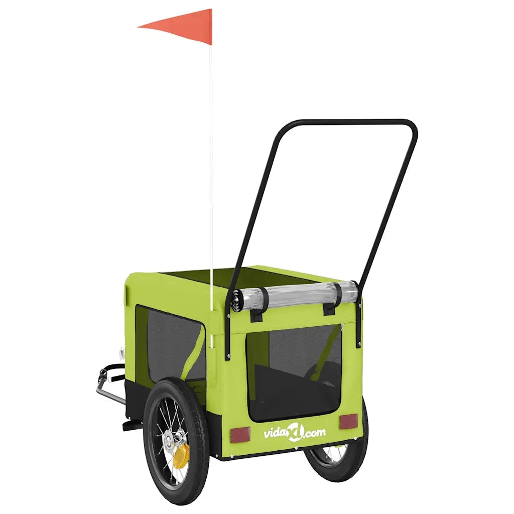 Rimorchio da Bici per Animali Verde e Nero Oxford e Ferro 93934