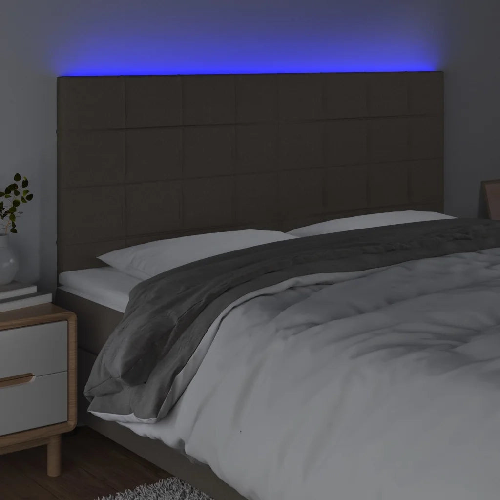 Testiera | Testata a LED tortora 200x5x118/128cm in Tessuto