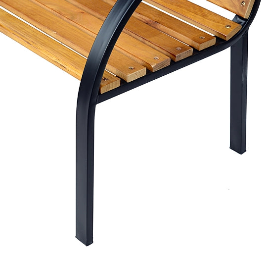 Panchina da giardino 2 posti ¨C Xylo ¨C legno naturale e acciaio nero