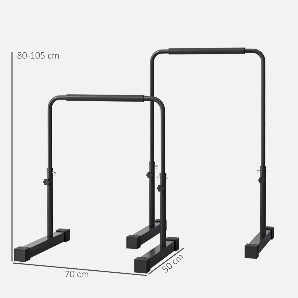 Set Barre per Dip Regolabile ¨C zephmum ¨C 4 Altezze, Acciaio, Nero, 70x50x80-105 cm