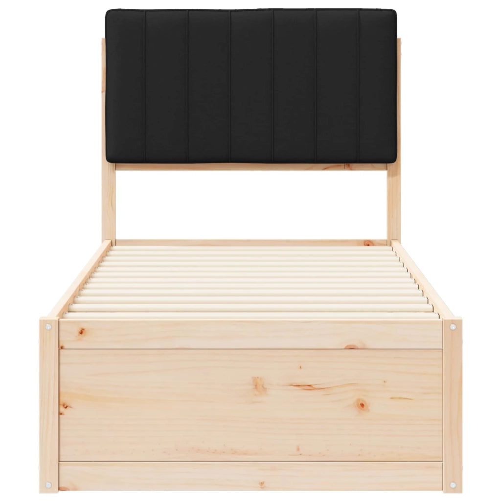Letto con Testiera Rivestita Nero 80 x 200 cm Pino massello 877801