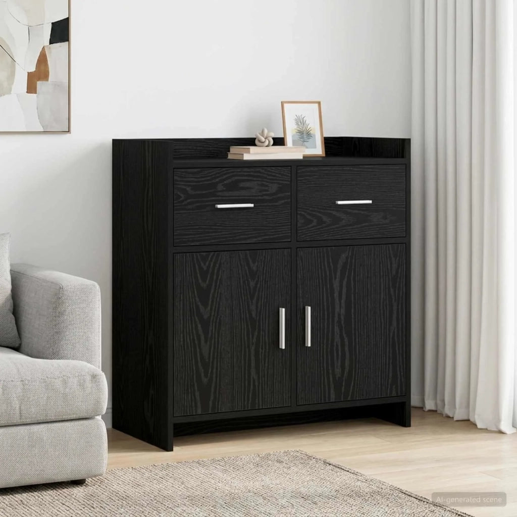 Credenza Rovere Nero 75 x 36 x 80 cm Legno ingegnerizzato 8011116