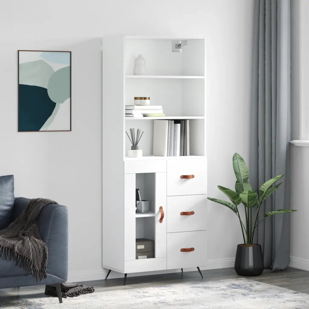 Credenza | Madia | Buffet da pranzo | Armadio da pranzo Bianca 69,5x34x180 cm in Legno Multistrato