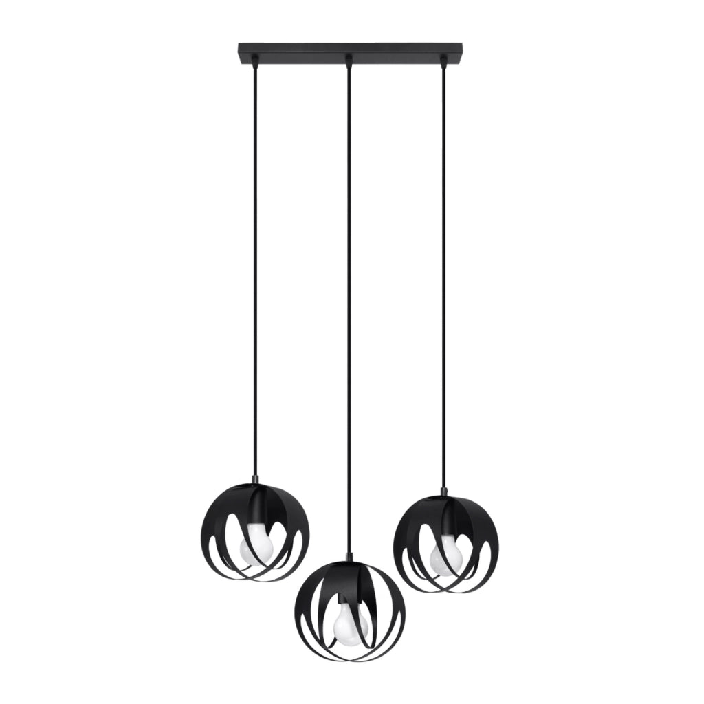 Lampada a sospensione FINARA nera 3 luci E27 Pure Lume