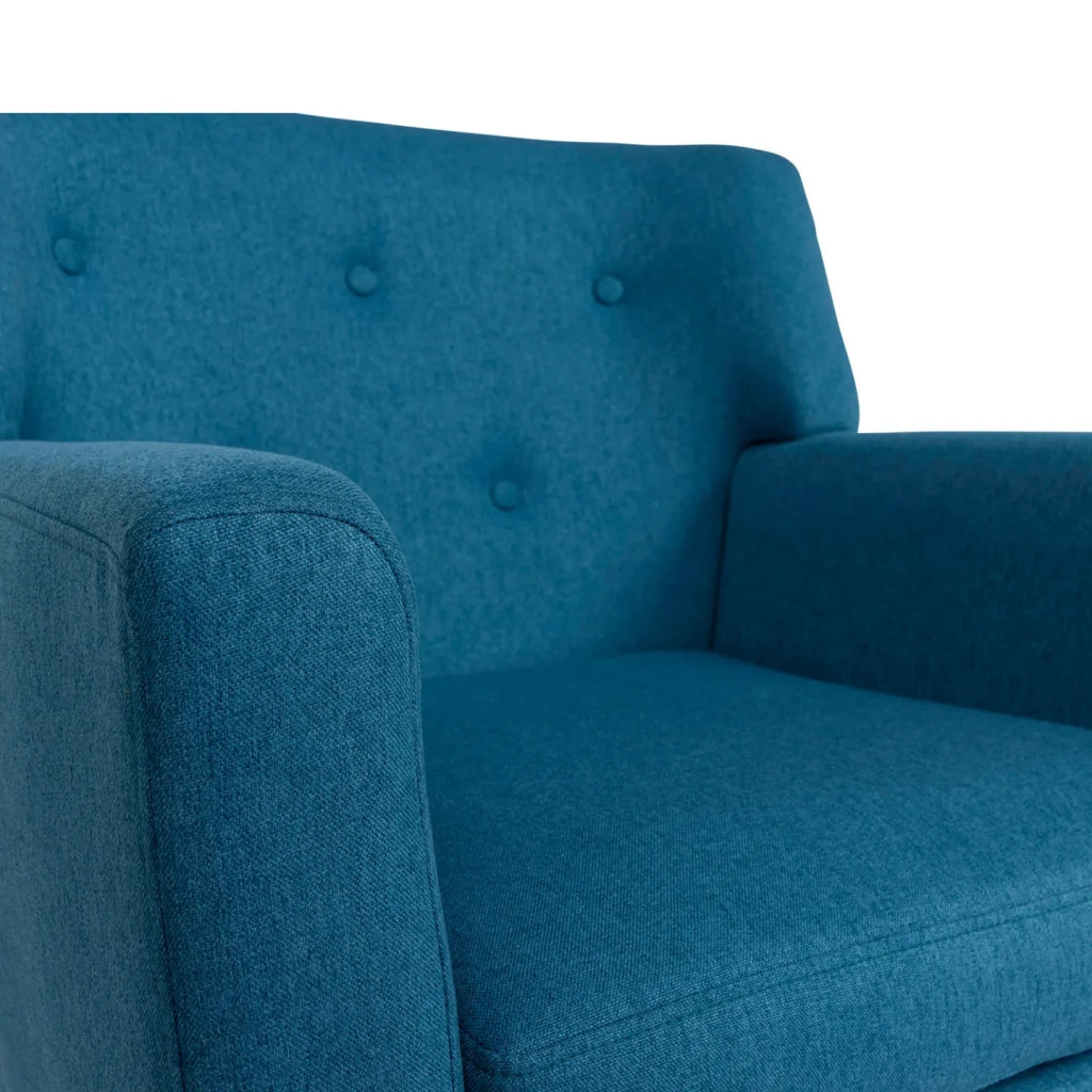 IDMarket - Poltrona scandinava in tessuto blu anatra LIV