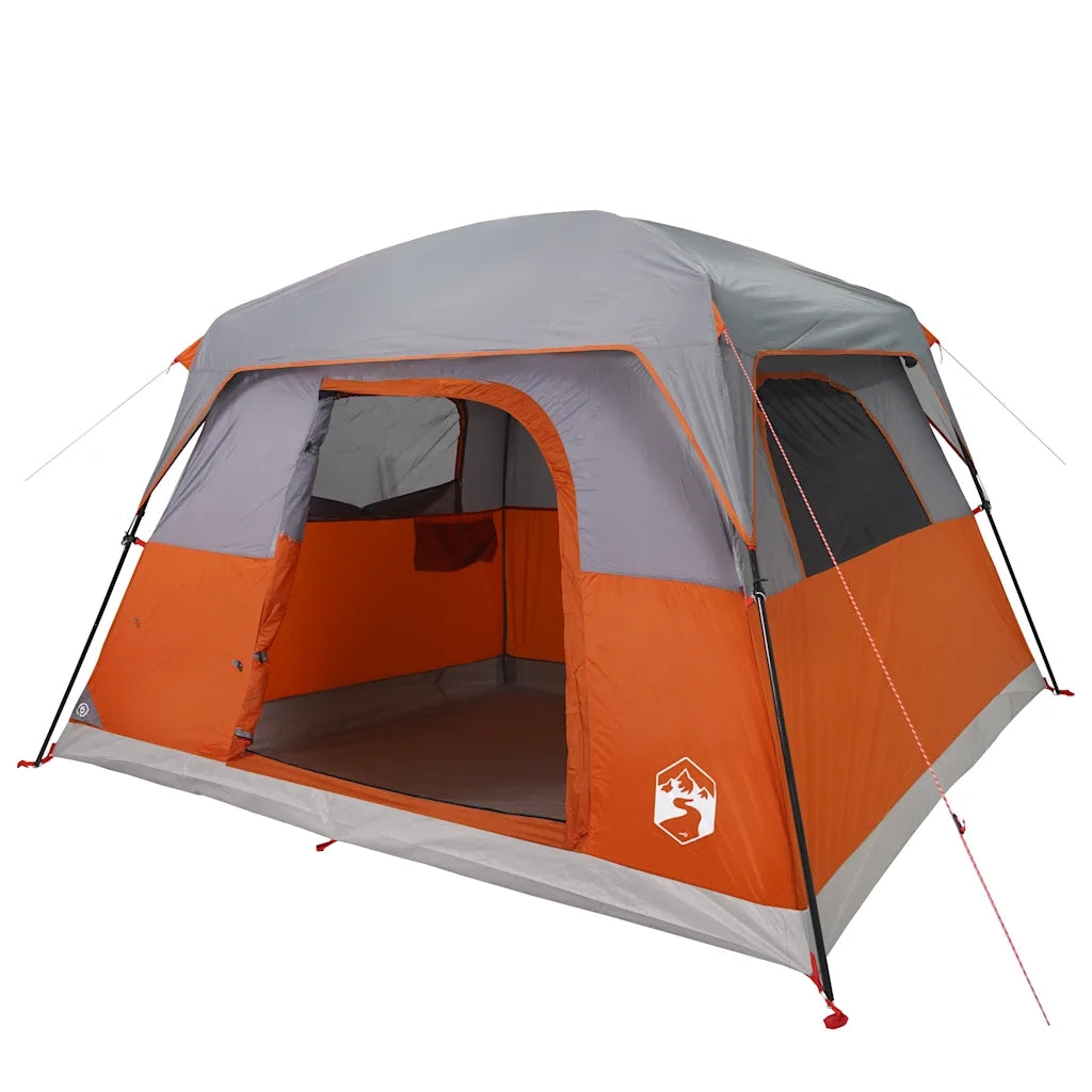 Tenda da Campeggio | Tenda Familiare a Cabina 4 Persone Arancione Impermeabile