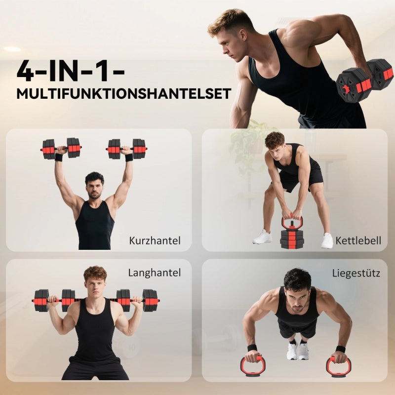 Set di manubri 4 in 1: manubri e bilancieri regolabili da 25 kg per l'allenamento di forza a casa