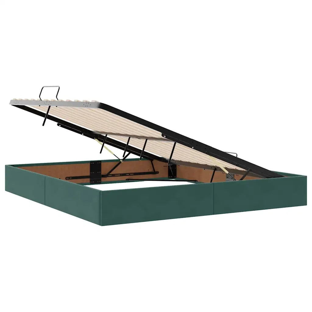 Letto con contenitore e materasso Verde Scuro 160 x 200 cm