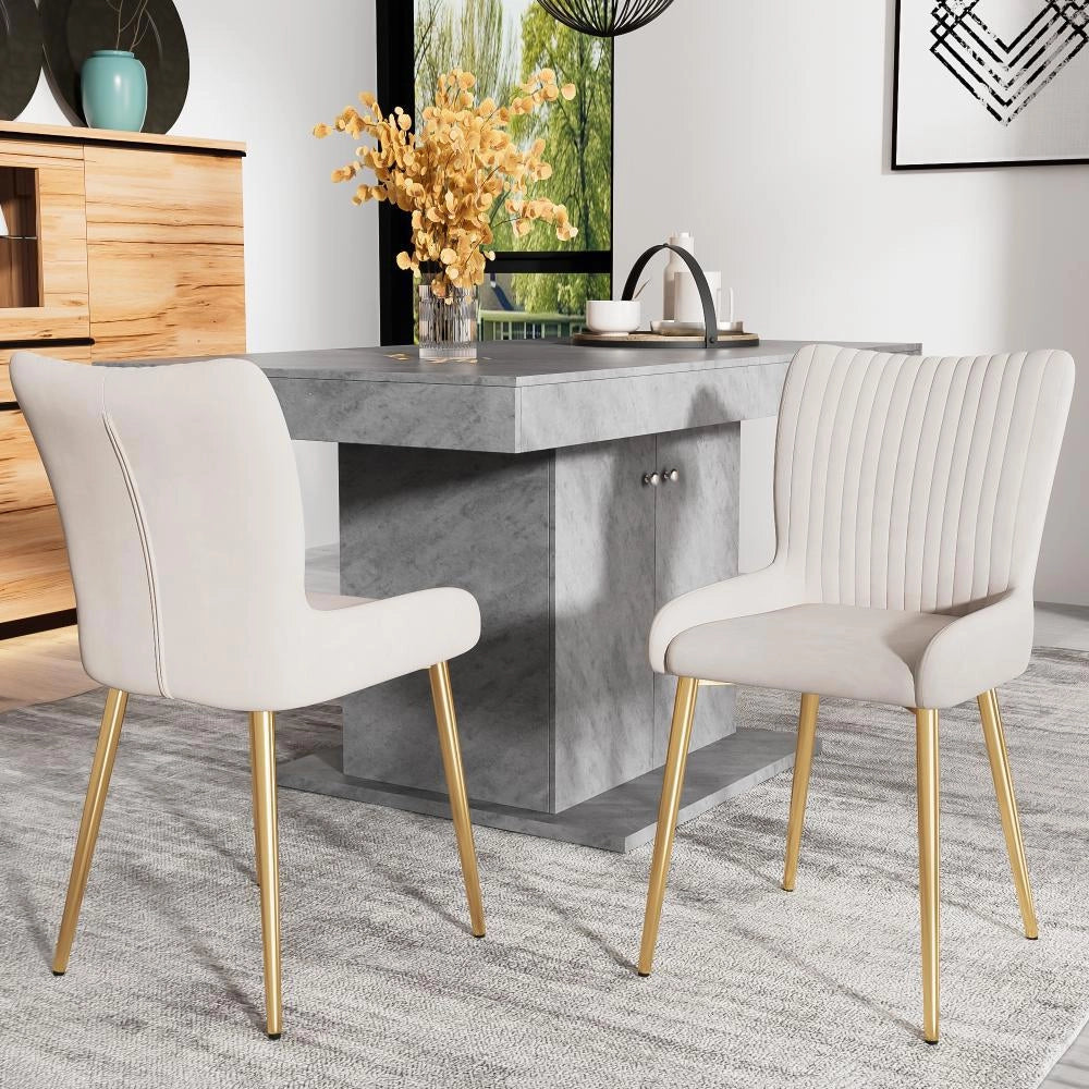 Set di 6 sedie da pranzo in velluto - Xylo - Supporto lombare gambe in metallo dorato