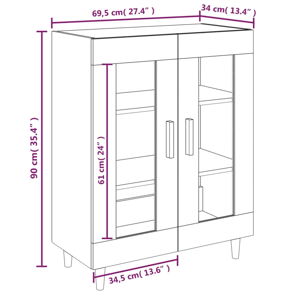 Credenza Rovere Fumo 69,5x34x90 cm in Legno Multistrato 817333