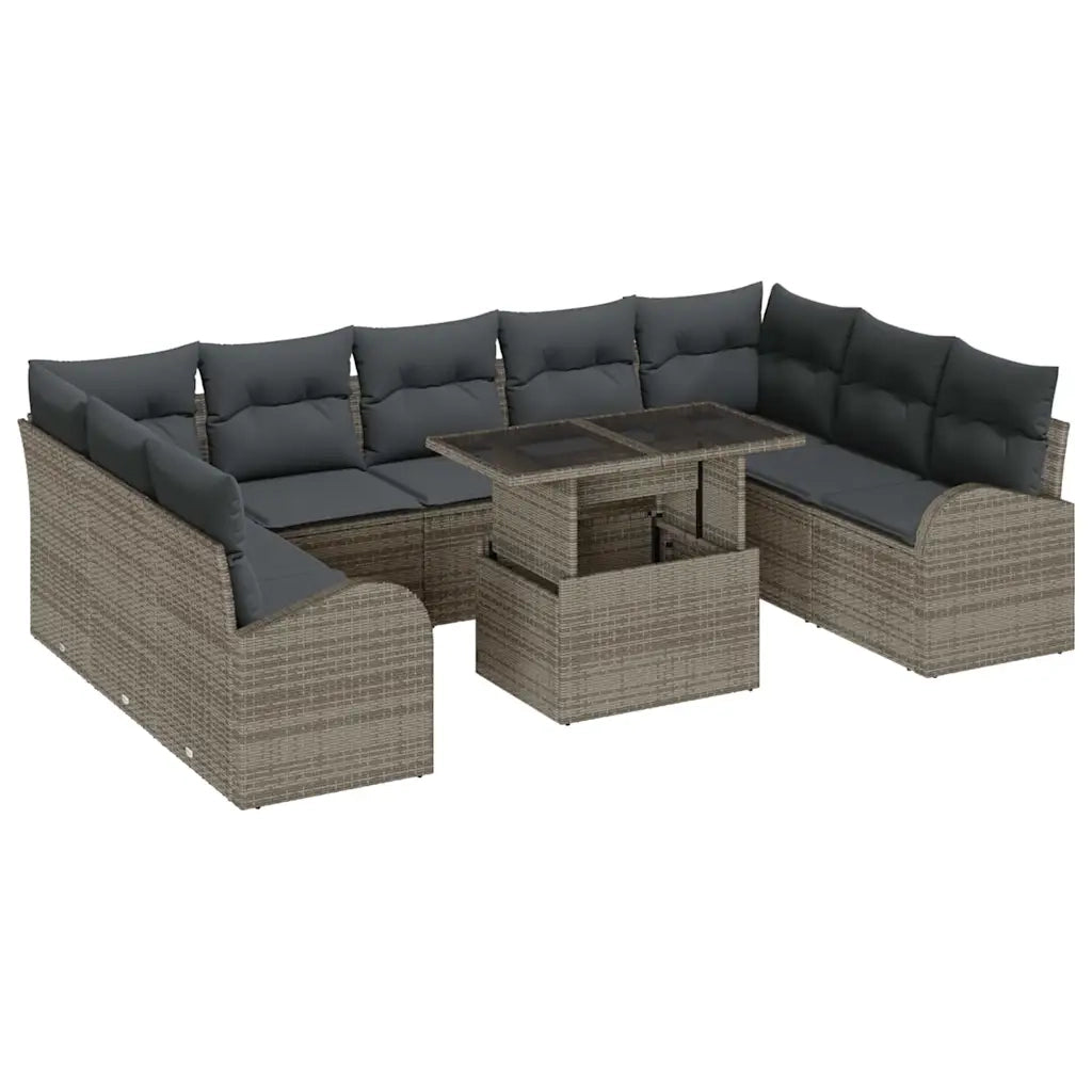 Set Divano da Giardino con cuscino 10 pcs Grigio polyrattan 3348705