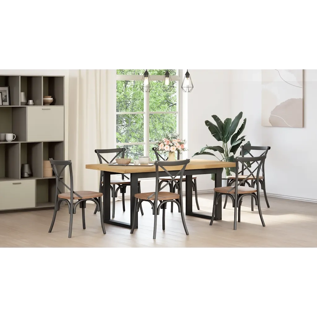Tavolo Pranzo NOAIN Gambe a Forma U 180x90x75 cm Legno Massello 3328259
