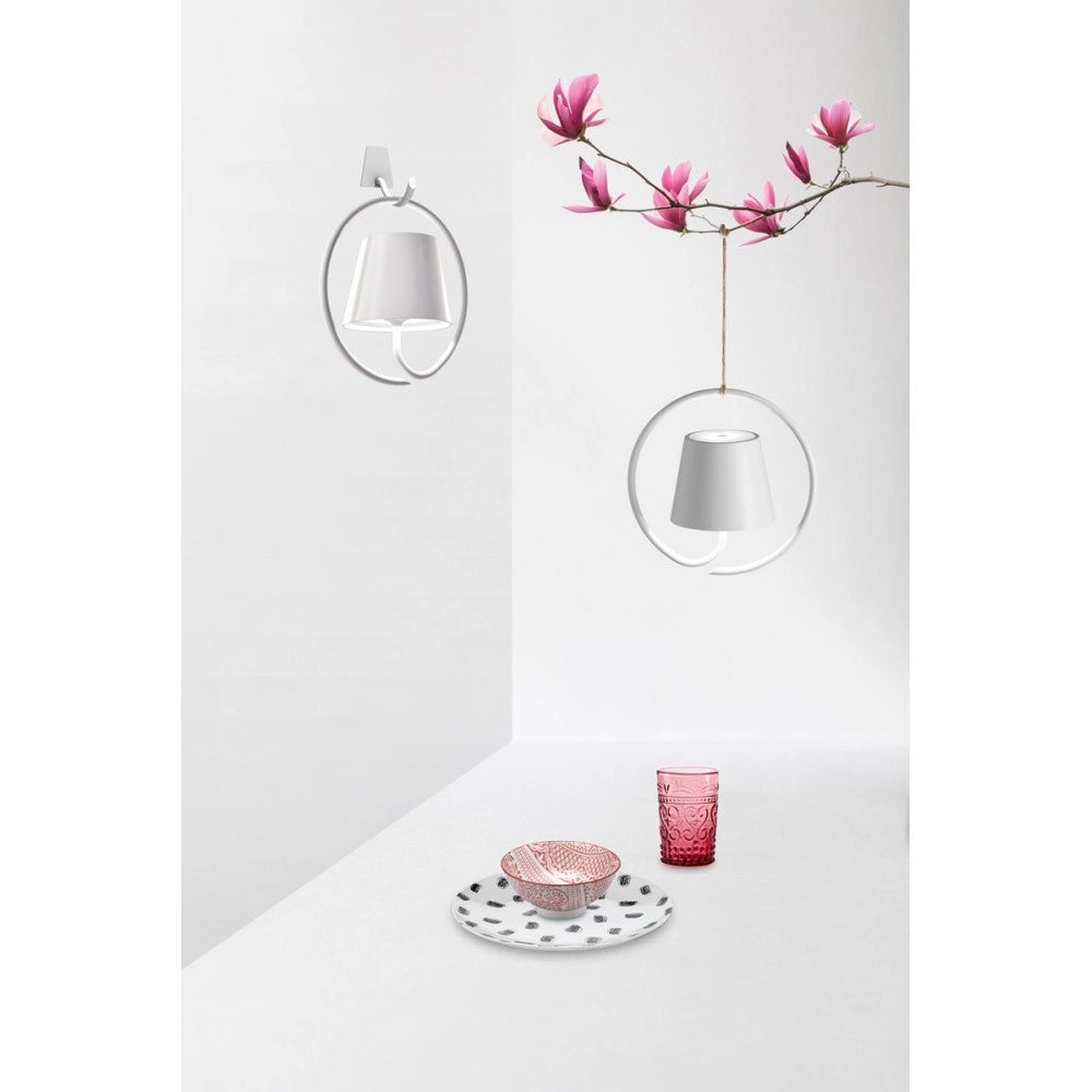 Lampada a led da Parete con Gancio Poldina Corten ricaricabile e dimmerabile con batteria fino a 12 ore