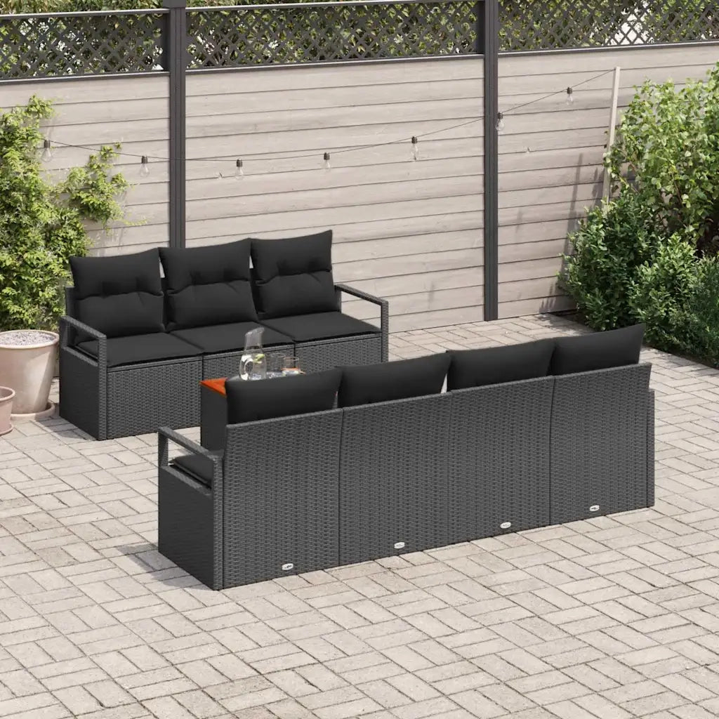 Set Divano da Giardino con archiviazione 8 pcs Nero polyrattan 3356336