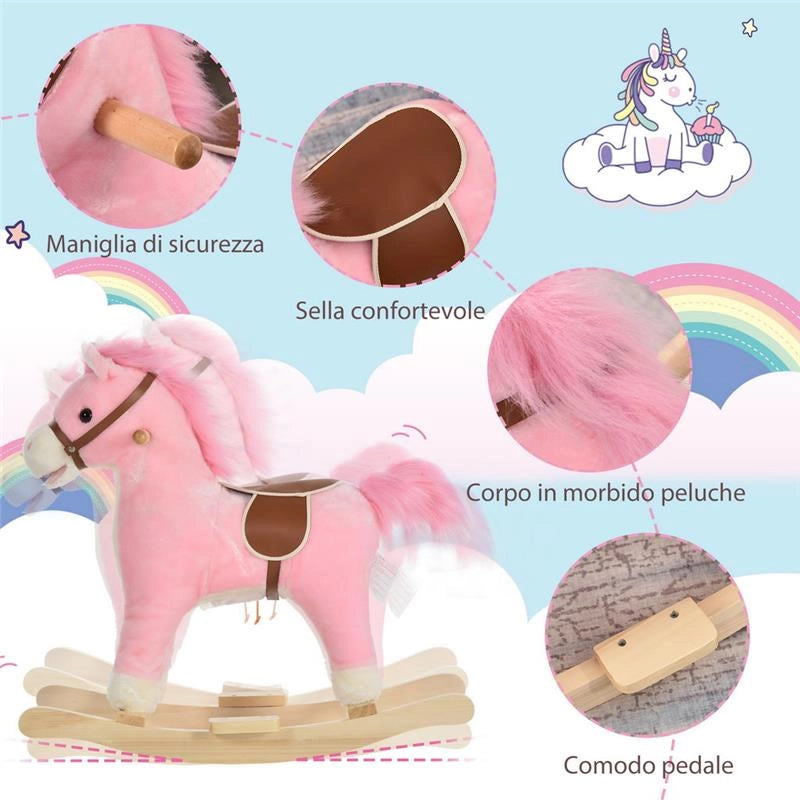 CAVALLO A DONDOLO PER BAMBINI 36-72 MESI ROSA