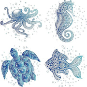 Sticker per Parete Statici Acqua-Resistenti - Octopus Pesce - 4 UNITE 163 cm - Per Camera da Letto Bagno