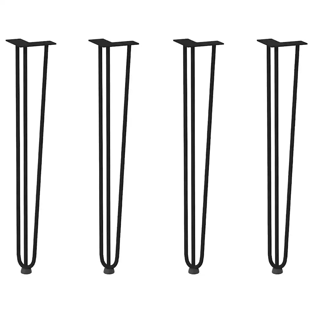 Gambe a forcina per tavoli consolle 4 pz Nero 72 cm Acciaio massiccio 4012444