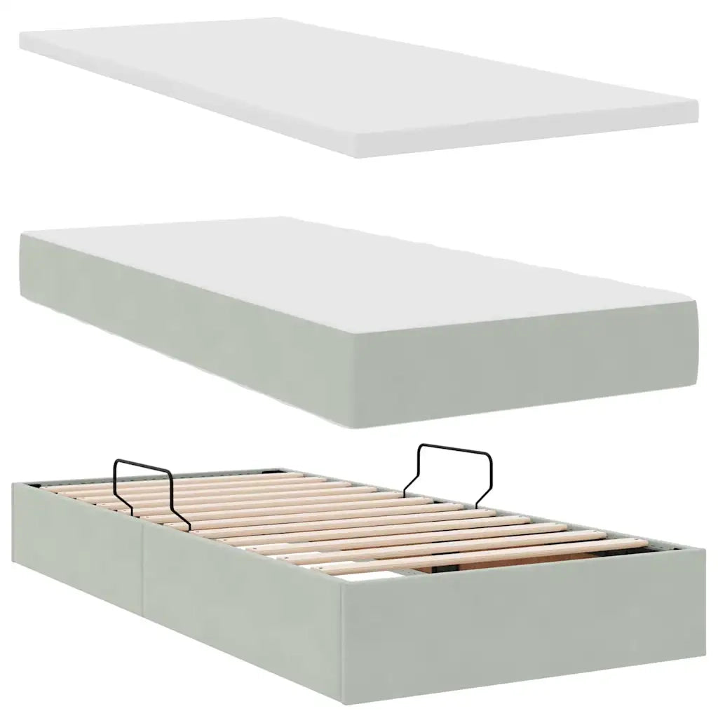 Letto con contenitore e LED Grigio chiaro 100 x 200 cm Velluto 3371373