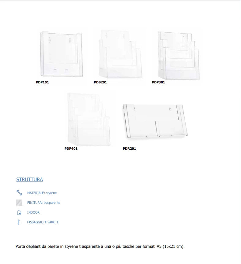 Porta depliant da banco in plexi 2 tasche A5